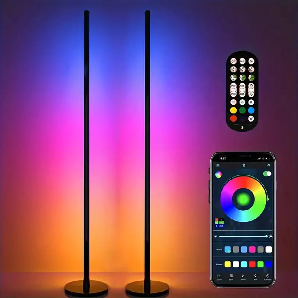 Lampadaires d’Angle Intelligents Glowver RGB – Contrôle App & Télécommande | Synchronisation Musique (x2)