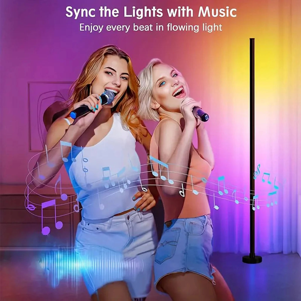 Lampadaires d’Angle Intelligents Glowver RGB – Contrôle App & Télécommande | Synchronisation Musique (x2)