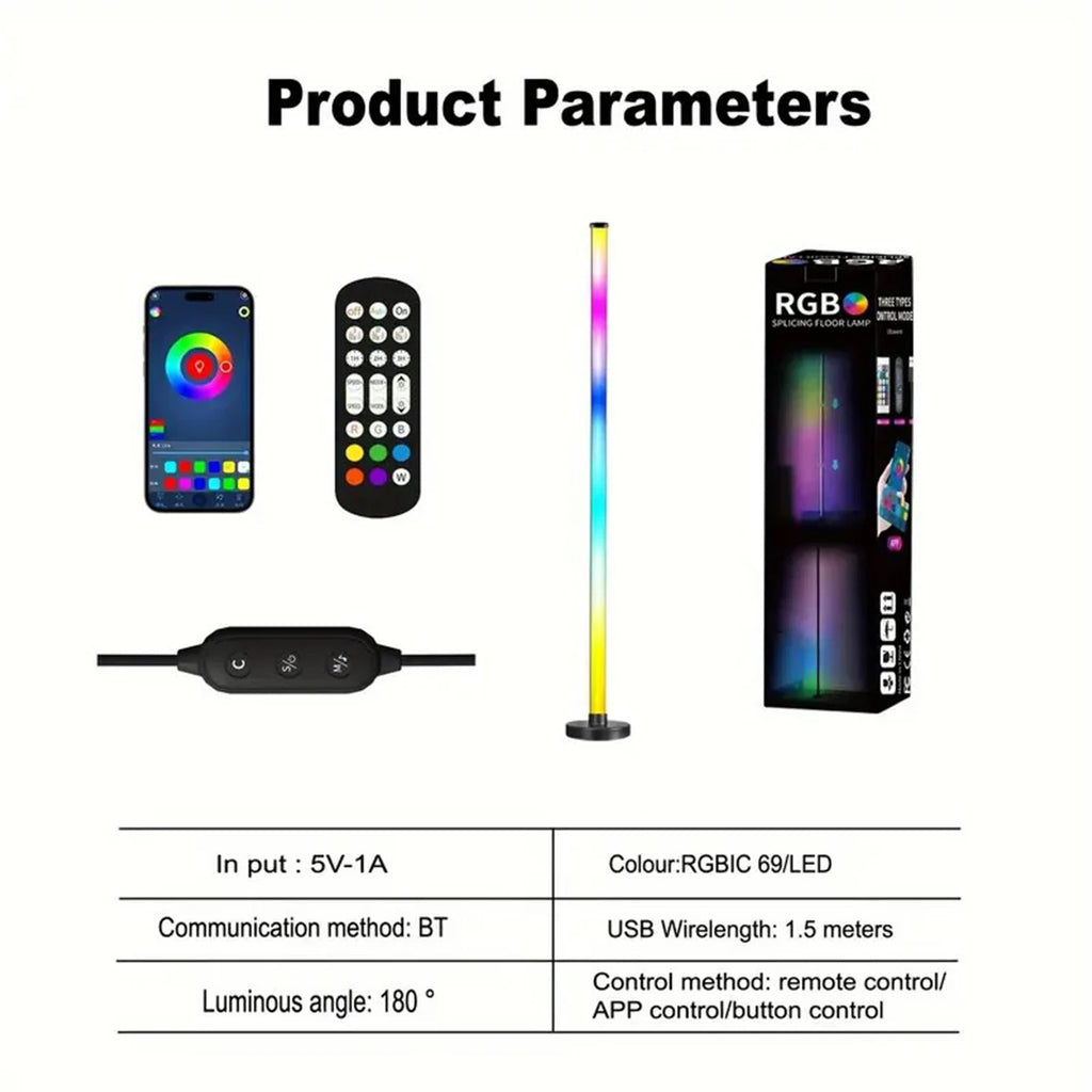 Lampadaires d’Angle Intelligents Glowver RGB – Contrôle App & Télécommande | Synchronisation Musique (x2)